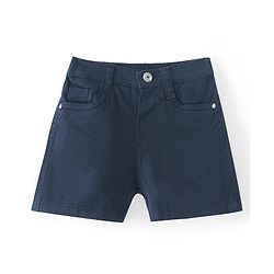 Babyhug Twill Woven Shorts With Stretch - Navy Blue