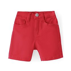 Babyhug Twill Woven Shorts With Stretch - Red