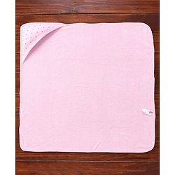 Babyhug Terry  Woven Hooded Bath Towel with Polka Dot Print L 76 X B 76 cm - Pink