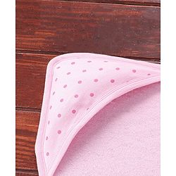 Babyhug Terry  Woven Hooded Bath Towel with Polka Dot Print L 76 X B 76 cm - Pink