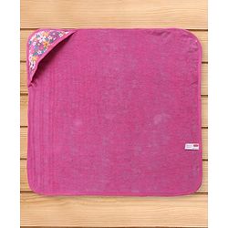 Babyhug Woven Terry Towel With Hood Floral Print L 76.2 x B 76.2 cm - Pink