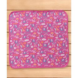 Babyhug Woven Terry Towel With Hood Animal Print L 76.2 x B 76.2 cm - Pink