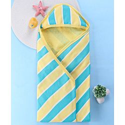 Babyhug Terry Woven Hooded Bath Towel with Floral Print L 76 X B 76 cm - Yellow
