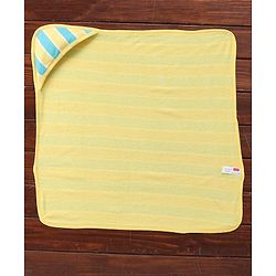 Babyhug Terry Woven Hooded Bath Towel with Floral Print L 76 X B 76 cm - Yellow
