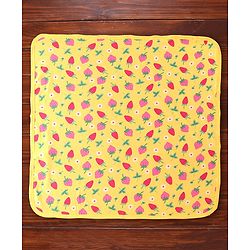 Babyhug Woven Terry Towel With Hood Strawberry Print L 76 x B 76 cm - Yellow