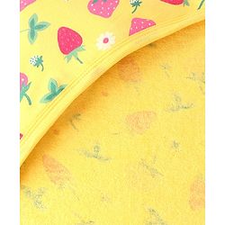 Babyhug Woven Terry Towel With Hood Strawberry Print L 76 x B 76 cm - Yellow
