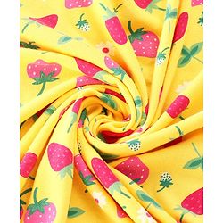 Babyhug Woven Terry Towel With Hood Strawberry Print L 76 x B 76 cm - Yellow
