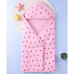 Babyhug Terry Woven Hooded Towel L 30 x B 30 cm - Pink