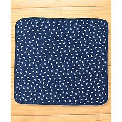 Babyhug Terry Woven Hooded Bath Towel with Heart Print L 76 X B 76 cm - Navy Blue