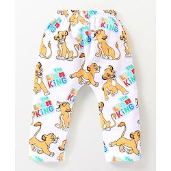 Babyhug Disney Cotton Knit Full Length Diaper Leggings Striped & The Lion King Graphics Pack of 3 - Multicolour