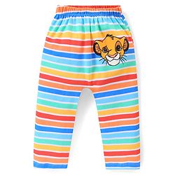 Babyhug Disney Cotton Knit Full Length Diaper Leggings Striped & The Lion King Graphics Pack of 3 - Multicolour