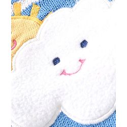 Babyhug Knitted Full Sleeves Sweater Set with Cap Stripes & Sun Patch - Multicolor