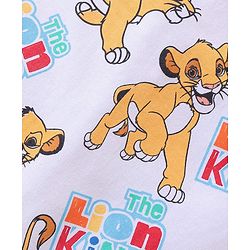 Babyhug Disney Cotton Knit Half Sleeves Lion King Printed Romper - White