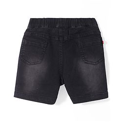 Babyhug Above Knee Length Denim Washed Bermuda with Stretch Solid Colour - Black