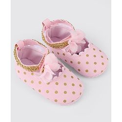 Cute Walk by Babyhug Velcro Closure Booties with Flower Applique - Pink