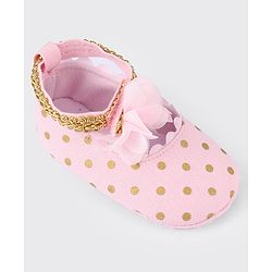 Cute Walk by Babyhug Velcro Closure Booties with Flower Applique - Pink