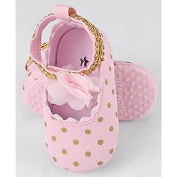 Cute Walk by Babyhug Velcro Closure Booties with Flower Applique - Pink