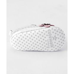 Cute Walk by Babyhug Booties Floral Applique - Silver