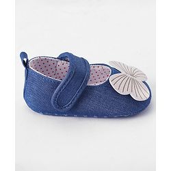 Cute Walk by Babyhug Velcro Closure Booties Butterfly Applique - Blue