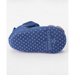 Cute Walk by Babyhug Velcro Closure Booties Butterfly Applique - Blue