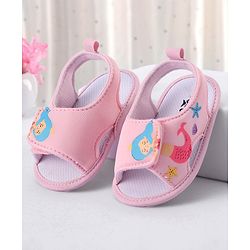 Cute Walk by Babyhug Velcro Closure Booties With Mermaid Print - Pink