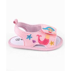 Cute Walk by Babyhug Velcro Closure Booties With Mermaid Print - Pink