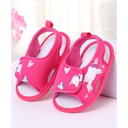 Cute Walk by Babyhug Velcro Closure Booties With Watermelon Print - Blue & Fuchsia