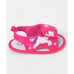 Cute Walk by Babyhug Velcro Closure Booties With Watermelon Print - Blue & Fuchsia