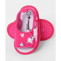 Cute Walk by Babyhug Velcro Closure Booties With Watermelon Print - Blue & Fuchsia