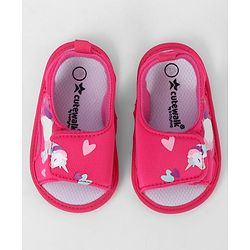 Cute Walk by Babyhug Velcro Closure Booties With Watermelon Print - Blue & Fuchsia