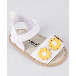 Cute Walk by Babyhug Velcro Closure Booties With Floral Applique - White
