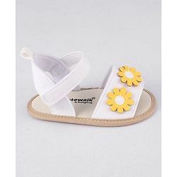 Cute Walk by Babyhug Velcro Closure Booties With Floral Applique - White