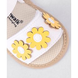 Cute Walk by Babyhug Velcro Closure Booties With Floral Applique - White