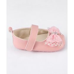 Cute Walk by Babyhug Velcro Closure Booties With Bow Applique - Pink