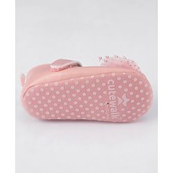 Cute Walk by Babyhug Velcro Closure Booties With Bow Applique - Pink