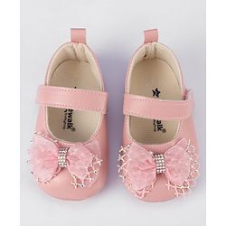 Cute Walk by Babyhug Velcro Closure Booties With Bow Applique - Pink