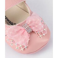 Cute Walk by Babyhug Velcro Closure Booties With Bow Applique - Pink