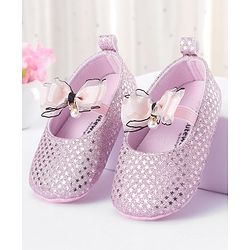 Cute Walk by Babyhug Slip On Booties With Bow Applique - Pink