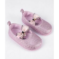 Cute Walk by Babyhug Slip On Booties With Bow Applique - Pink