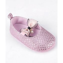 Cute Walk by Babyhug Slip On Booties With Bow Applique - Pink