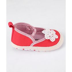 Cute Walk by Babyhug Slip On Booties With Floral Embroidery - Red