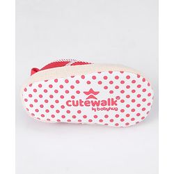 Cute Walk by Babyhug Slip On Booties With Floral Embroidery - Red