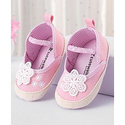 Cute Walk by Babyhug Slip On Booties With Floral Embroidery - Red