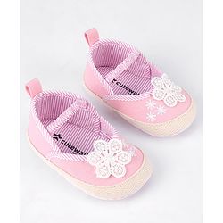 Cute Walk by Babyhug Slip On Booties With Floral Embroidery - Red