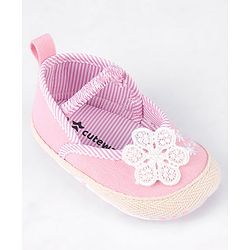 Cute Walk by Babyhug Slip On Booties With Floral Embroidery - Red