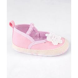 Cute Walk by Babyhug Slip On Booties With Floral Embroidery - Red
