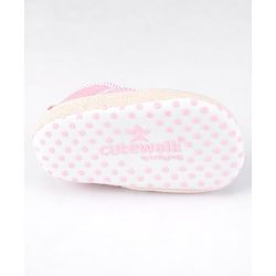 Cute Walk by Babyhug Slip On Booties With Floral Embroidery - Red