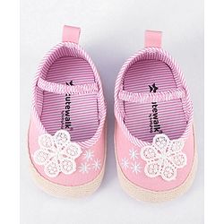 Cute Walk by Babyhug Slip On Booties With Floral Embroidery - Red