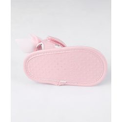Cute Walk by Babyhug Velcro Closure Striped Booties with Bow Applique- Pink