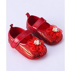 Cute Walk by Babyhug Booties Floral Applique - Red